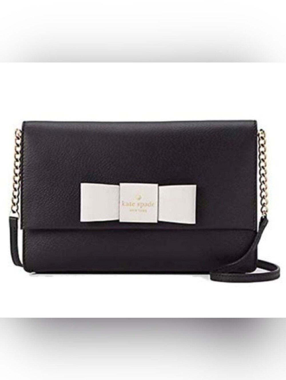 NWT KATE SPADE Robinson St Zanni Crossbody Purse Bow Detail Gold Chain Leather